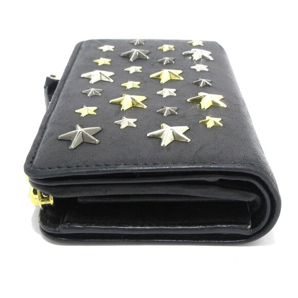 JIMMY CHOO MEERA - Black Leather Bifold Wallet 214-080725 - Picture 4 of 12